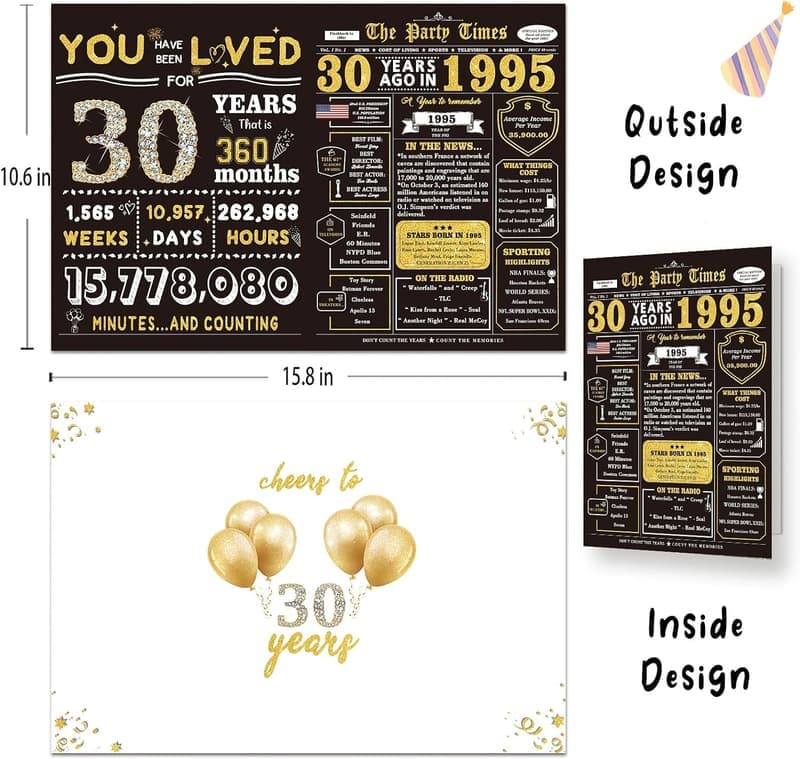 30th Birthday Jumbo Card - Funny Gift for Him/Her