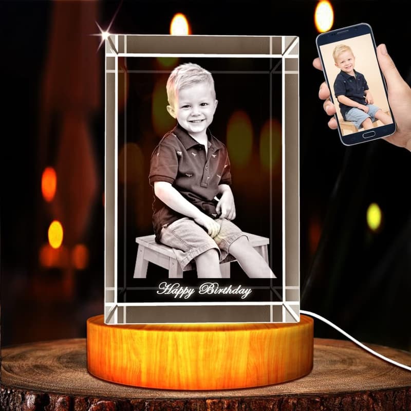 Personalized 3D Holographic Crystal Photo Keepsake