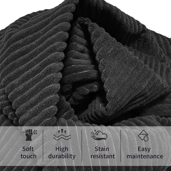 4FT Black Bean Bag Chair with Plush Cover and Memory Foam