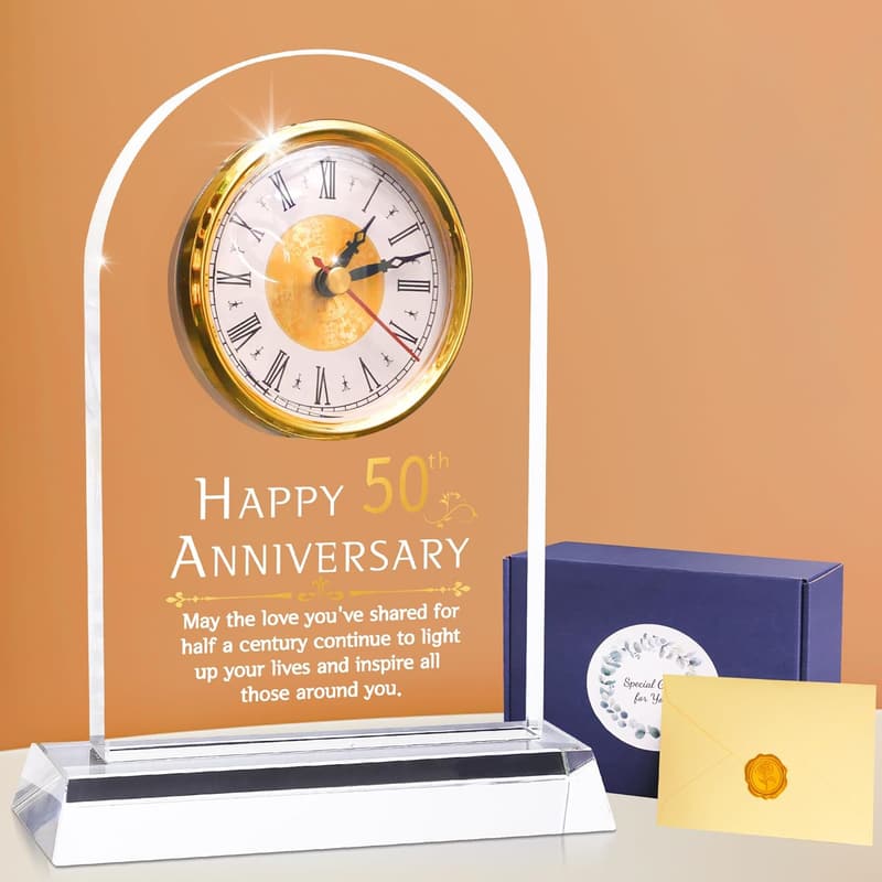 50th Anniversary Desk Clock Gift for Couples