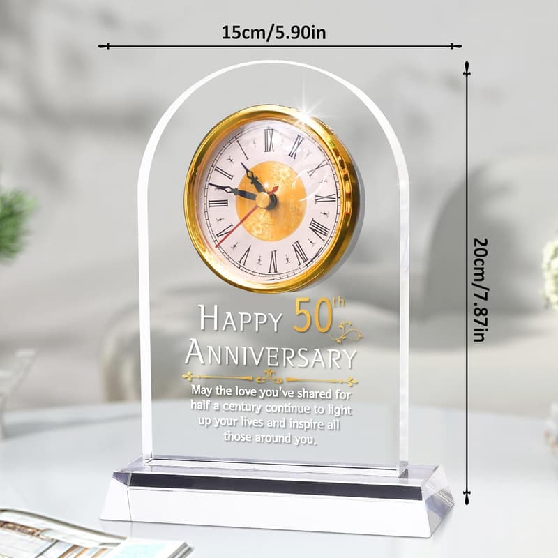 50th Anniversary Desk Clock Gift for Couples