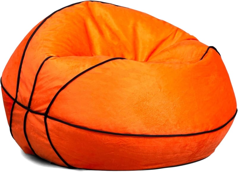 Child-Sized Basketball Bean Bag Chair - Soft Polyester, 2.5 ft