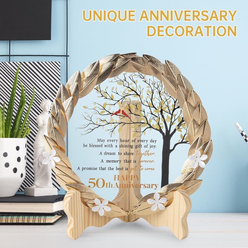 50th Anniversary Crystal Plate with Gold Leaf Wreath
