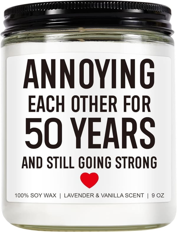 50th Anniversary Funny Candle - 9 oz Gift for Couples