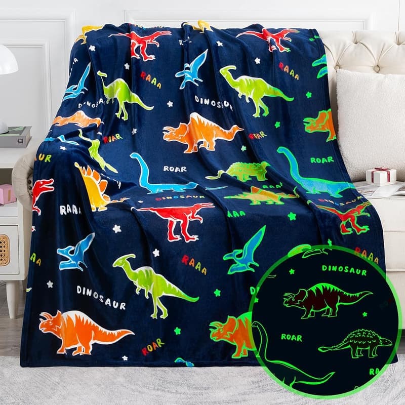 Dinosaur Glow-in-the-Dark Throw Blanket for Kids, 50
