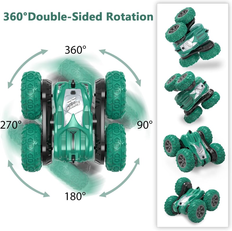 High-Speed 360° Stunt RC Car for Kids (Green)