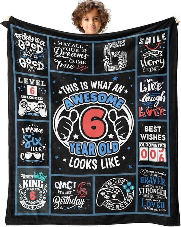 6th Birthday Throw Blanket for Boys, 50