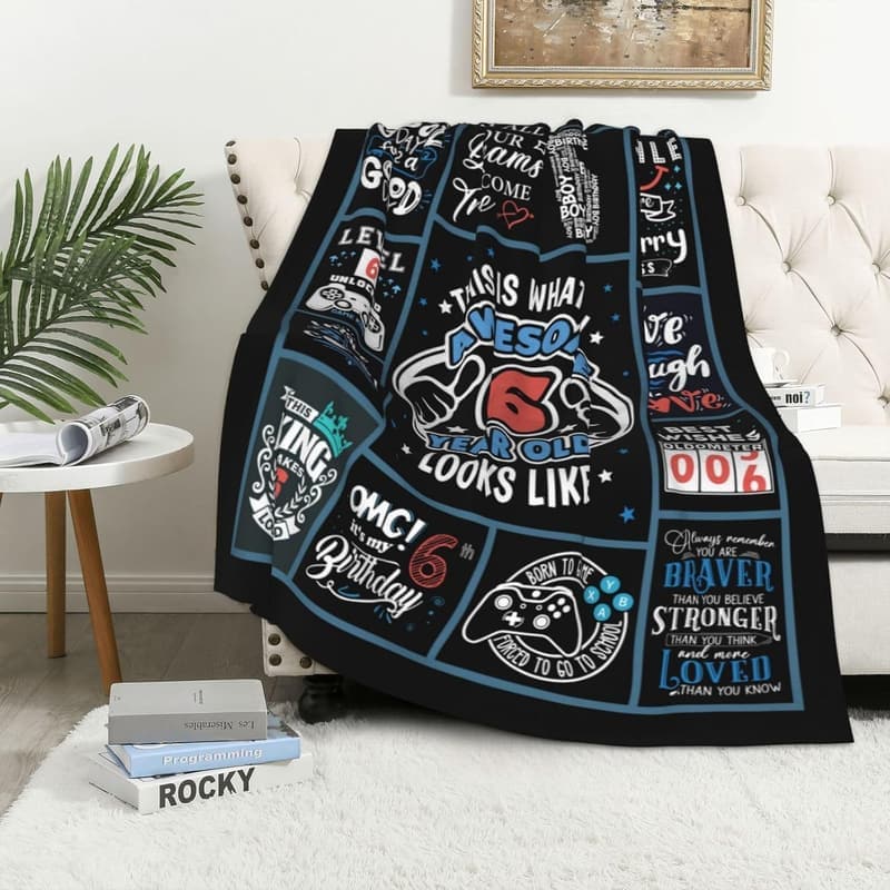 6th Birthday Throw Blanket for Boys, 50