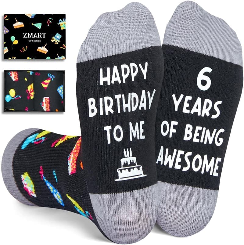 Birthday Gift Socks for Boys Ages 5-12 - Black Gift Box