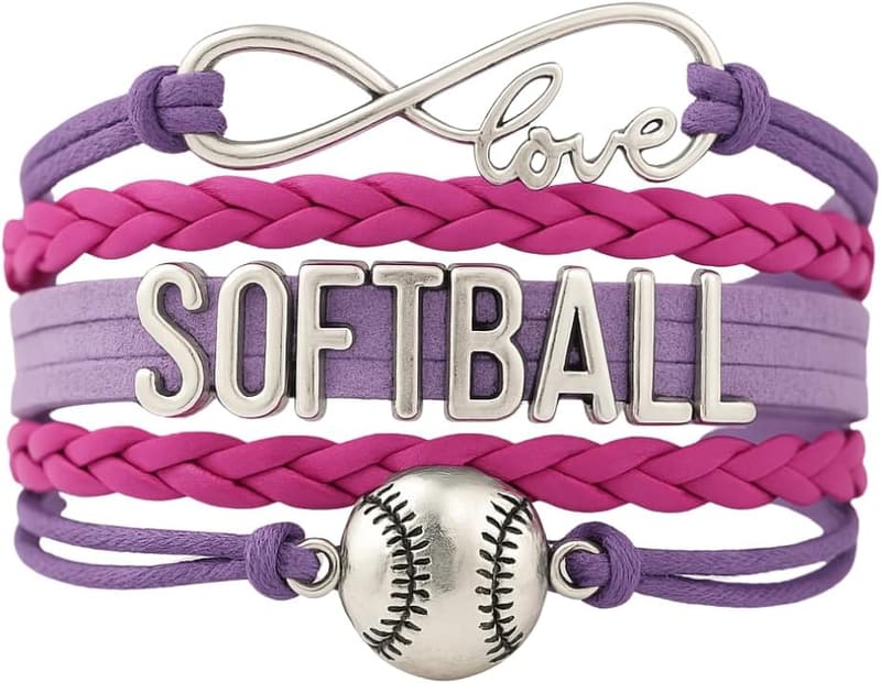 Softball Infinity Charm Bracelet - Adjustable Gift for Players & Coaches