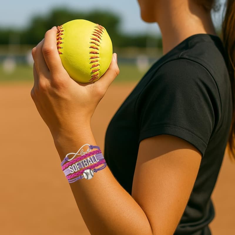 Softball Infinity Charm Bracelet - Adjustable Gift for Players & Coaches