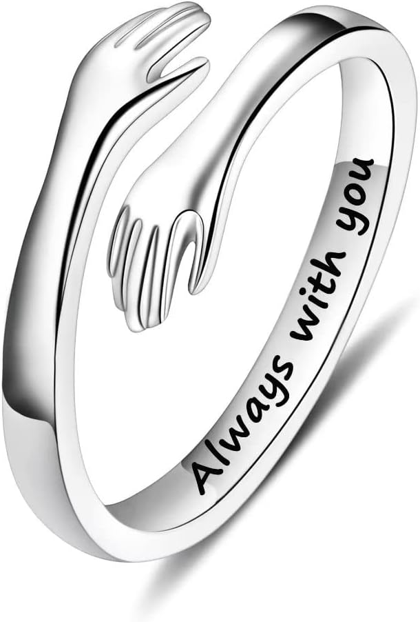 925 Sterling Silver Hug Ring - Adjustable Gift for Women