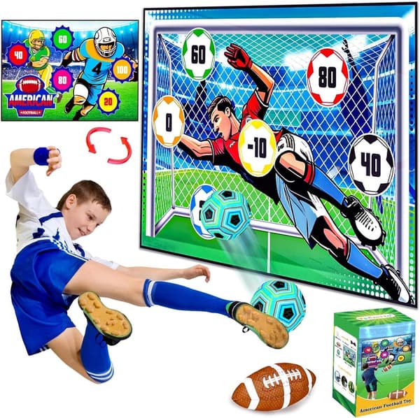 Kids' 2-in-1 Soccer & Football Games Set with Double-Sided Target