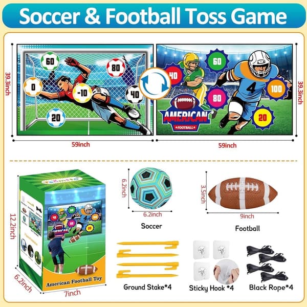 Kids' 2-in-1 Soccer & Football Games Set with Double-Sided Target