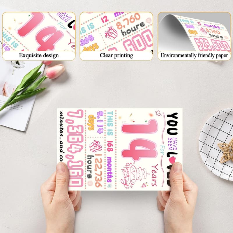 14th Birthday Card - Funny Decorations for Girls