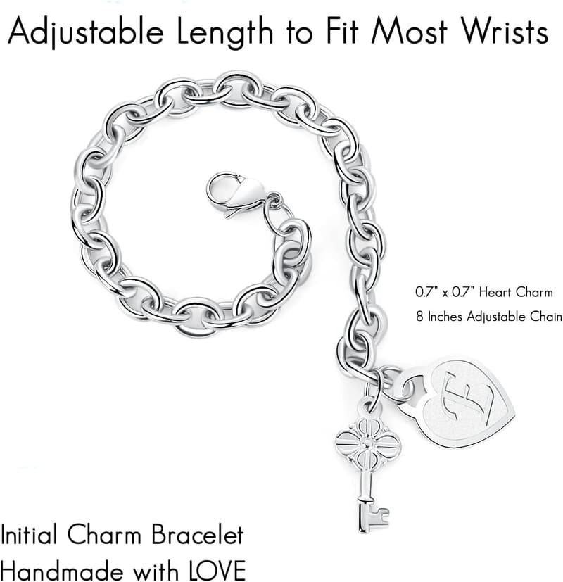 Personalized Stainless Steel Initial Charm Bracelets for Girls