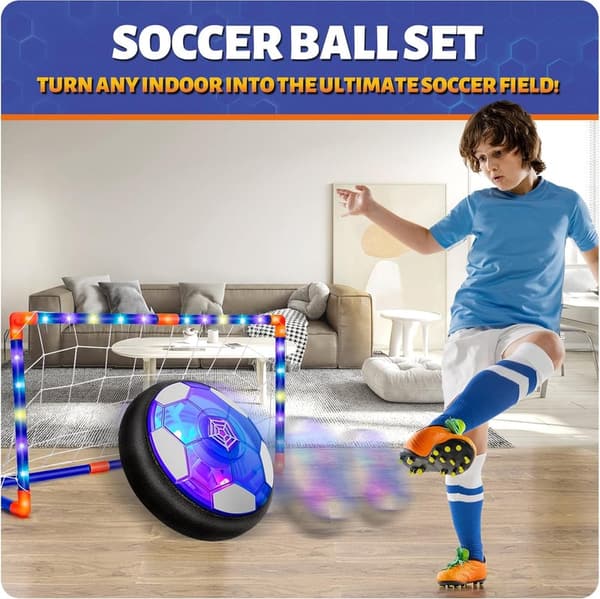 Light-Up Hover Soccer Ball Set with Goals - Ideal Gift for Kids 3-12