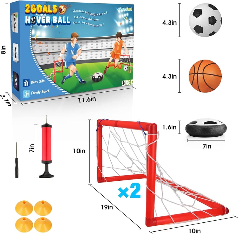 Indoor Hover Soccer Ball Set for Kids with LED Goals