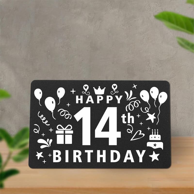14th Birthday Wallet Card Insert - Inspirational Gift for Kids