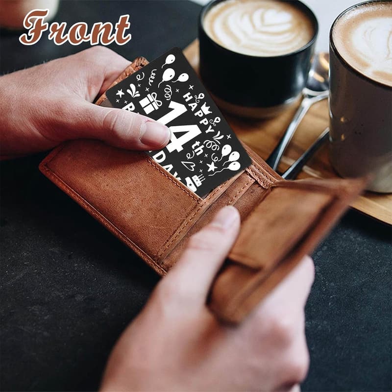 14th Birthday Wallet Card Insert - Inspirational Gift for Kids