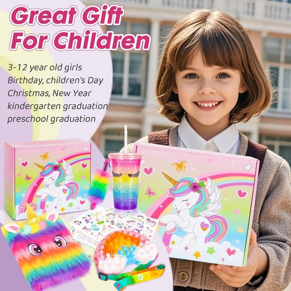 Unicorn Birthday Gift Set for Girls with Plush Toy & Accessories