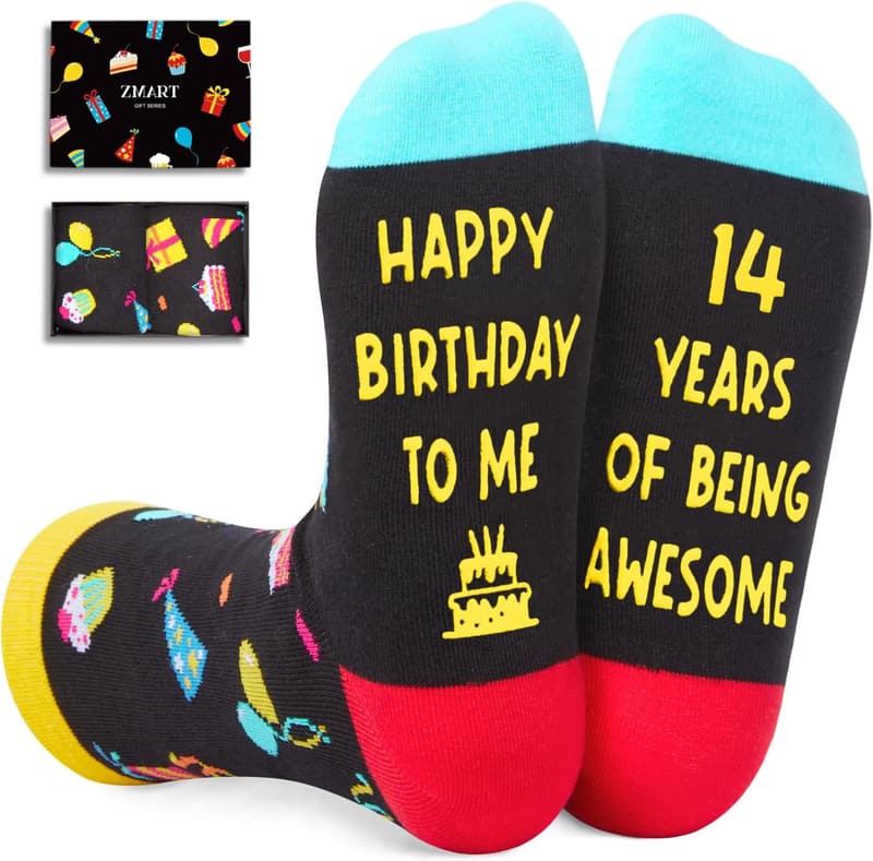 14th Birthday Socks for Teens - Fun Gift Idea