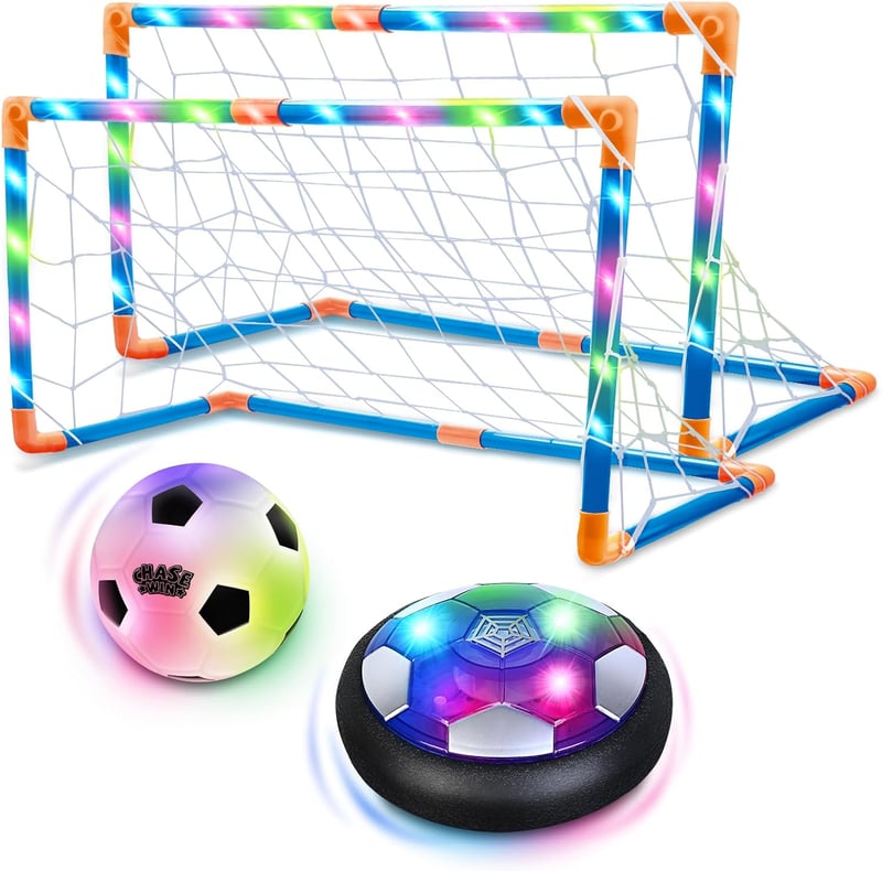Light-Up Hover Soccer Ball Set - Indoor Goals for Kids 3-12