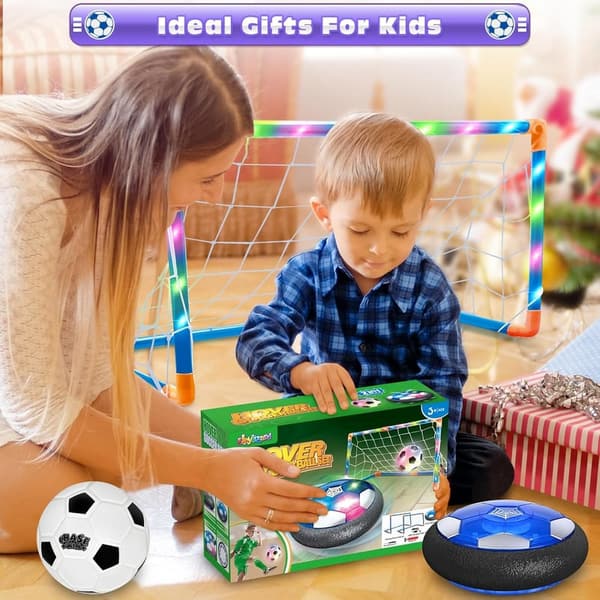 Light-Up Hover Soccer Ball Set - Indoor Goals for Kids 3-12