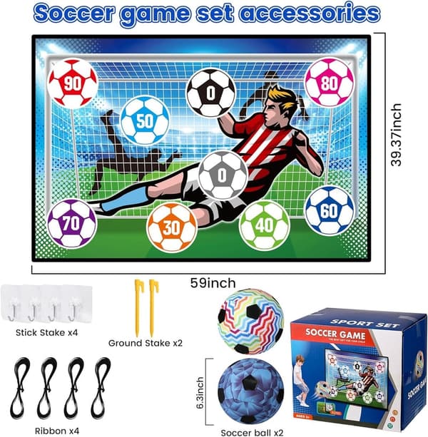 Kids' Indoor/Outdoor Soccer Ball Game Set with Foldable Mat & 2 Balls