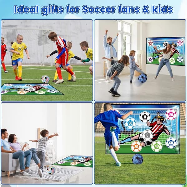 Kids' Indoor/Outdoor Soccer Ball Game Set with Foldable Mat & 2 Balls