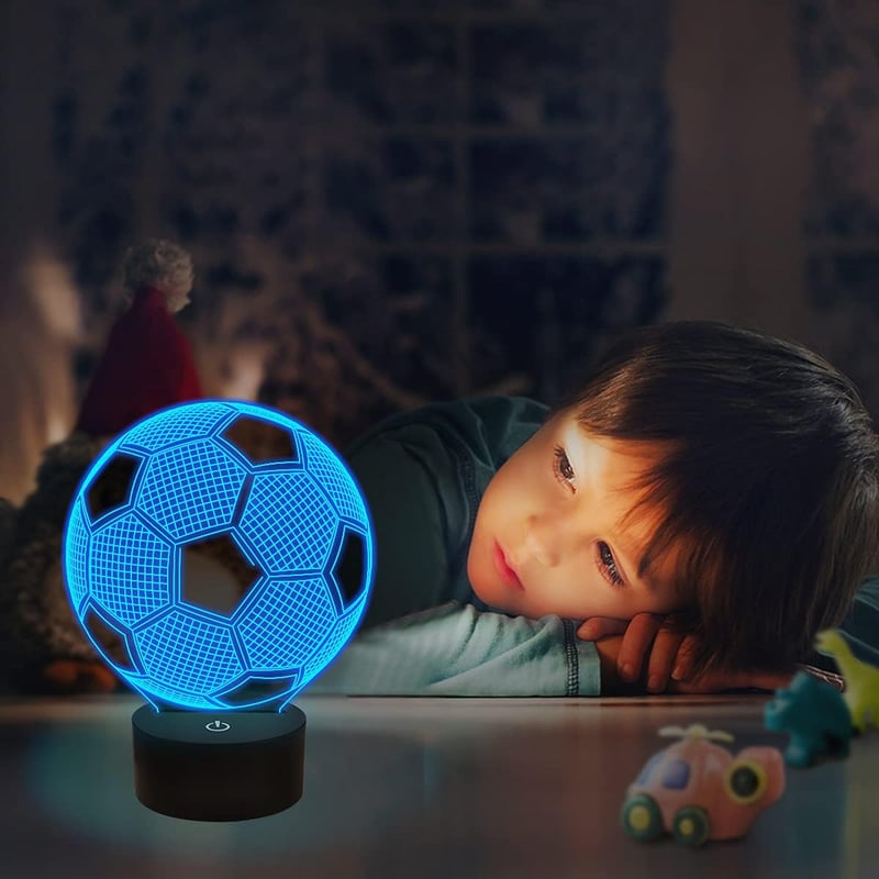 Kids 3D Soccer Night Light with Remote - 16 Color Birthday Gift