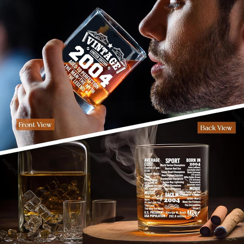 21st Birthday Whiskey Glass Set for Men