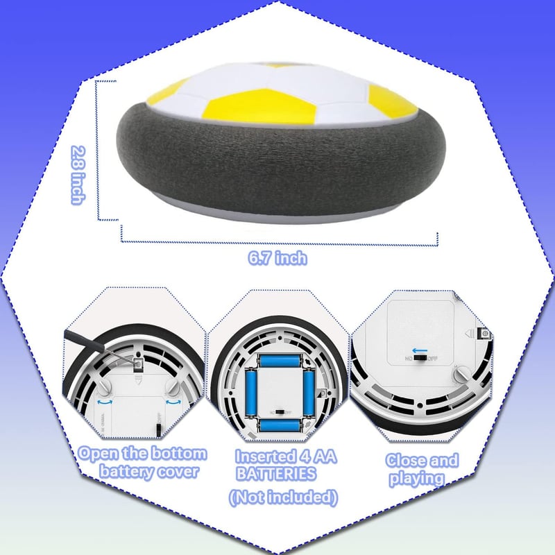 Kids Hover Soccer Ball Toy with LED Light - Air Power Football Game