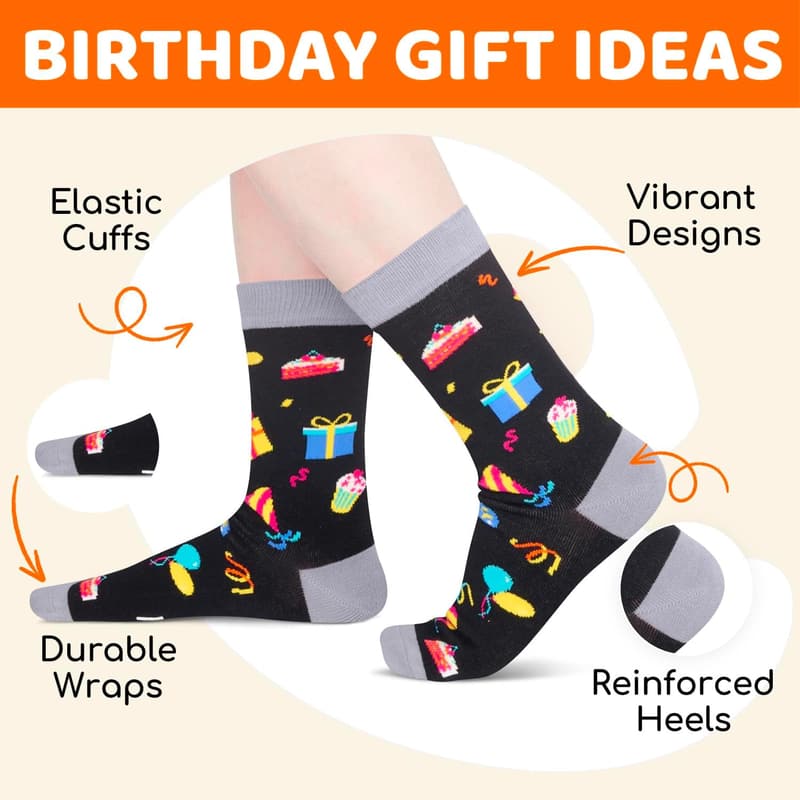 Birthday Socks for Women and Men, Ages 20-30