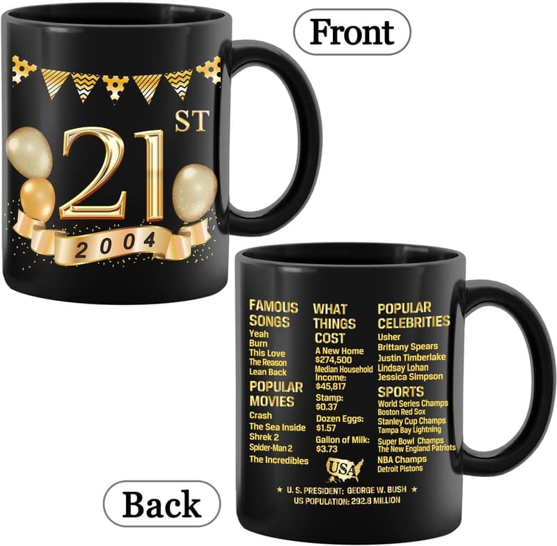 21st Birthday Coffee Mug for Men and Women