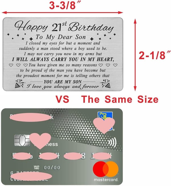 21st Birthday Personalized Engraved Wallet Card for Son