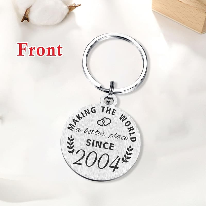 21st Birthday Keychain Gift for Women and Men, Born in 2004