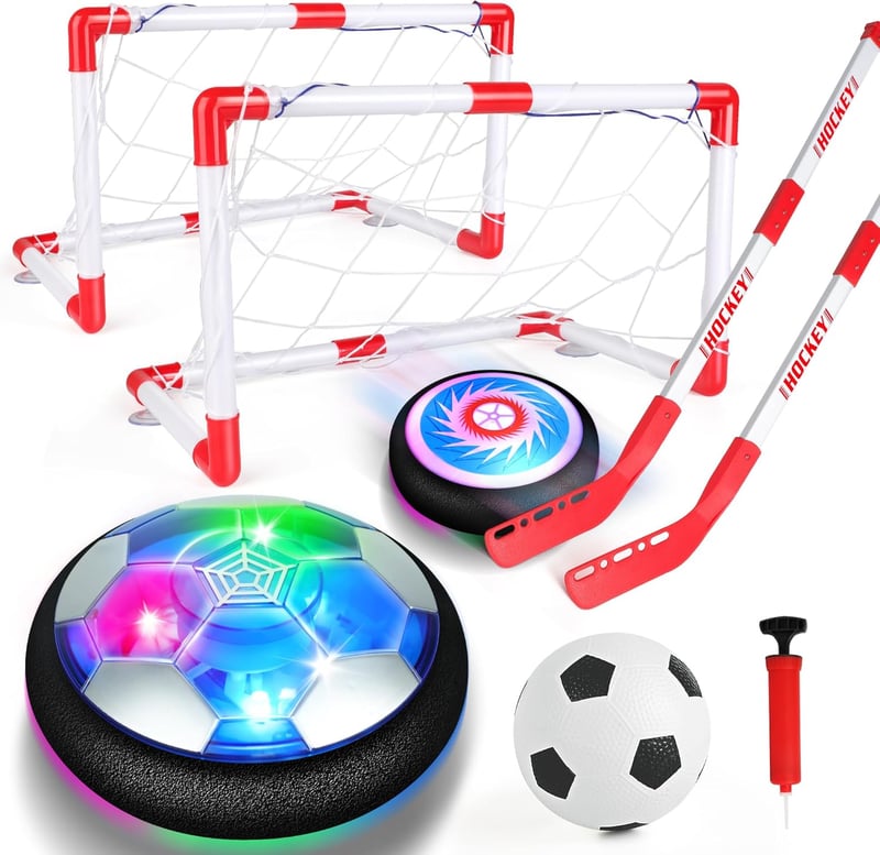 Indoor 3-in-1 Hover Soccer Ball Set with LED Goals for Kids
