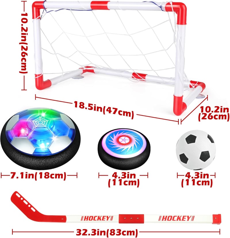 Indoor 3-in-1 Hover Soccer Ball Set with LED Goals for Kids