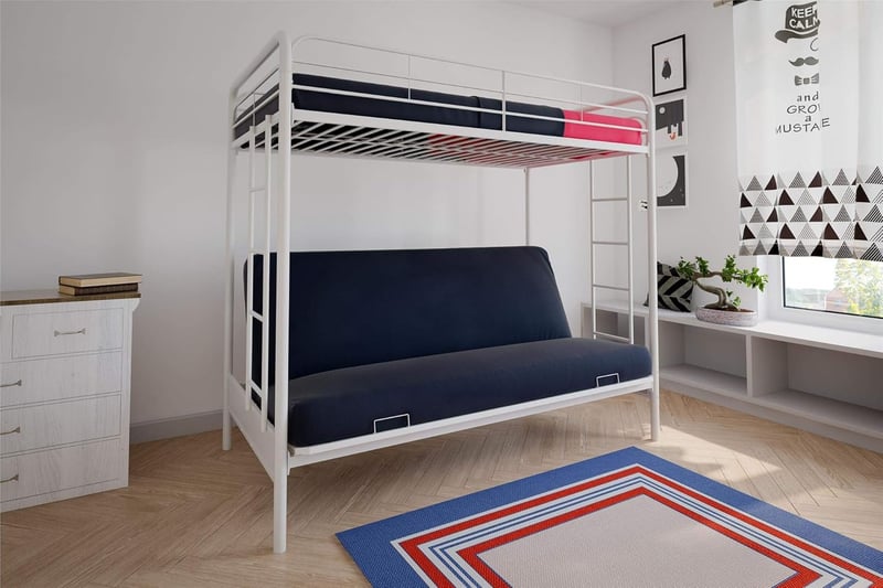 Twin-Over-Futon Metal Bunk Bed Frame for Kids & Teens