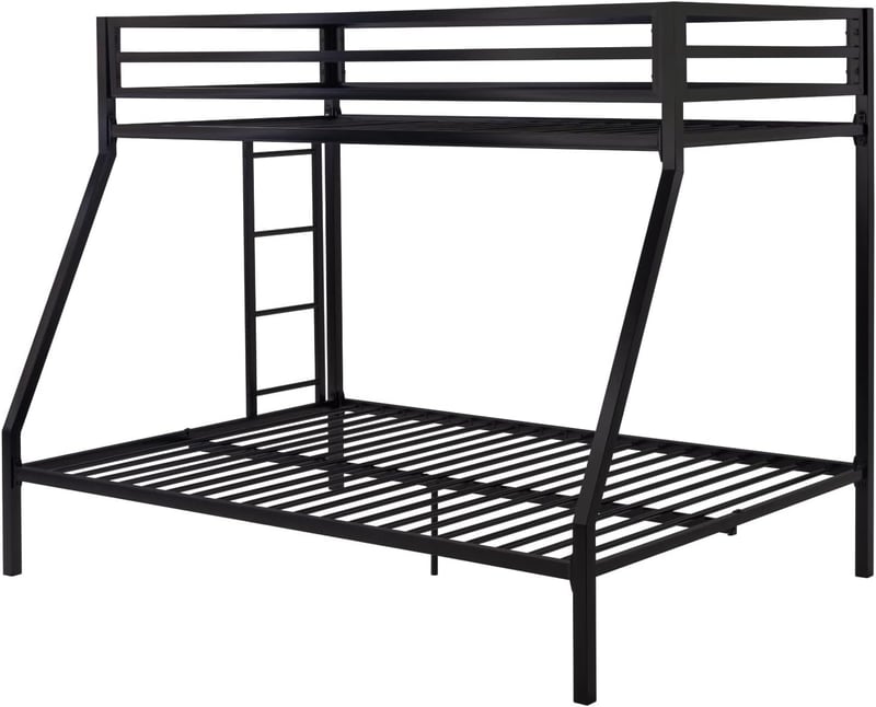 Bunk Bed Twin Over Full with Ladder & Guardrail, Metal Frame