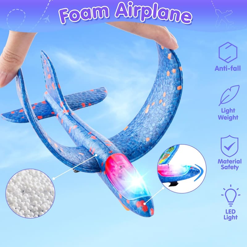 Outdoor LED Airplane Launcher Toys - 3 Pack for Kids