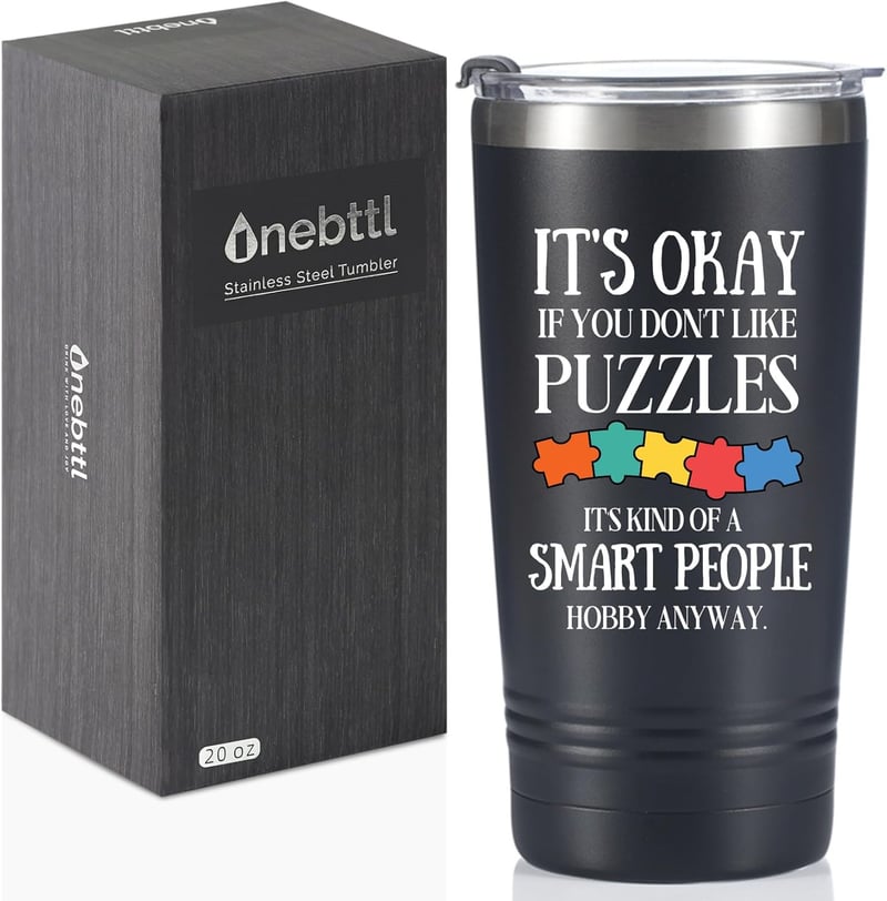 Puzzle Lovers 20oz Tumbler with Lid and Straw - Black