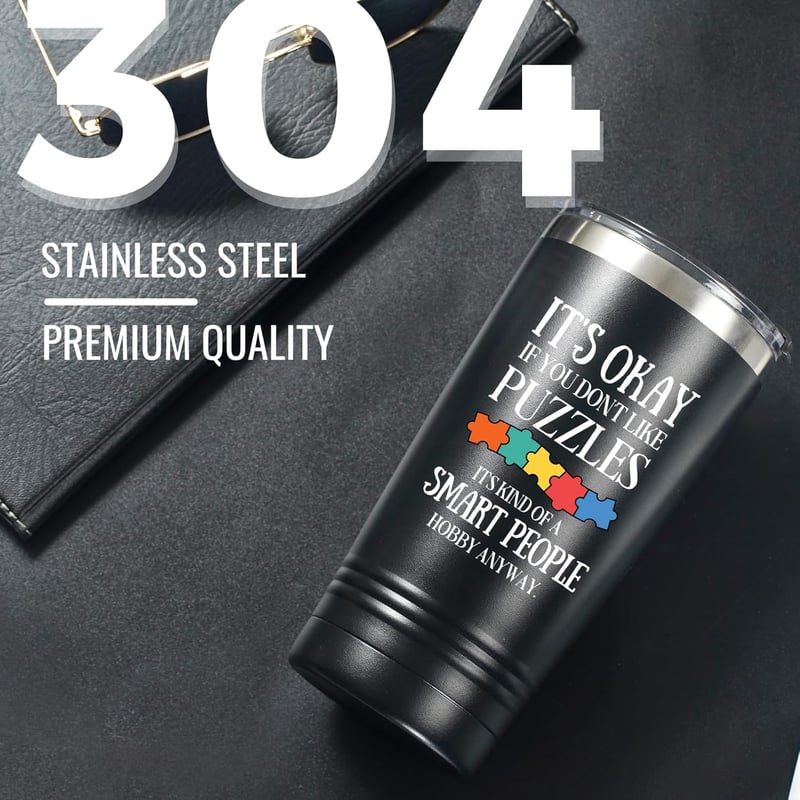 Puzzle Lovers 20oz Tumbler with Lid and Straw - Black