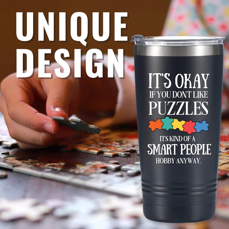 Puzzle Lovers 20oz Tumbler with Lid and Straw - Black
