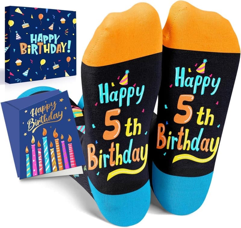 Birthday Gift Box - Socks for Kids Age 3-12 with Greeting Card