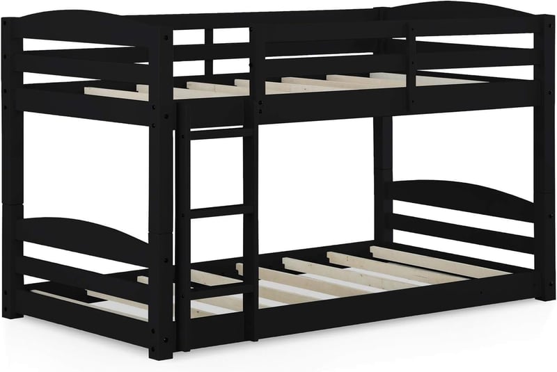 Space-Saving Black Twin Bunk Bed with Ladder