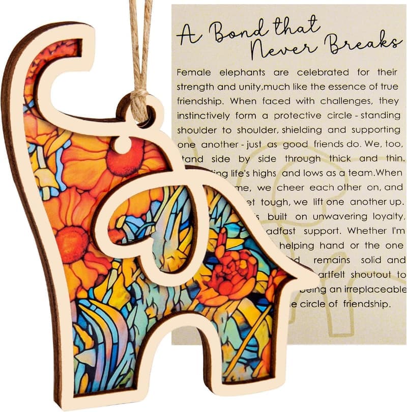 Unique Elephant Ornament with Story Card for Friendship