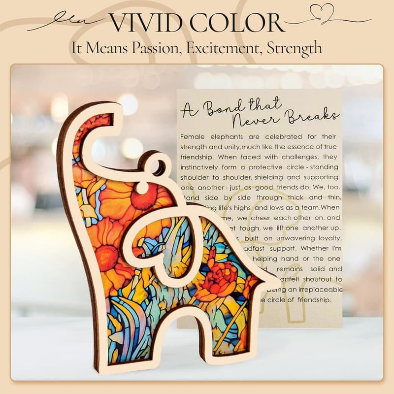 Unique Elephant Ornament with Story Card for Friendship