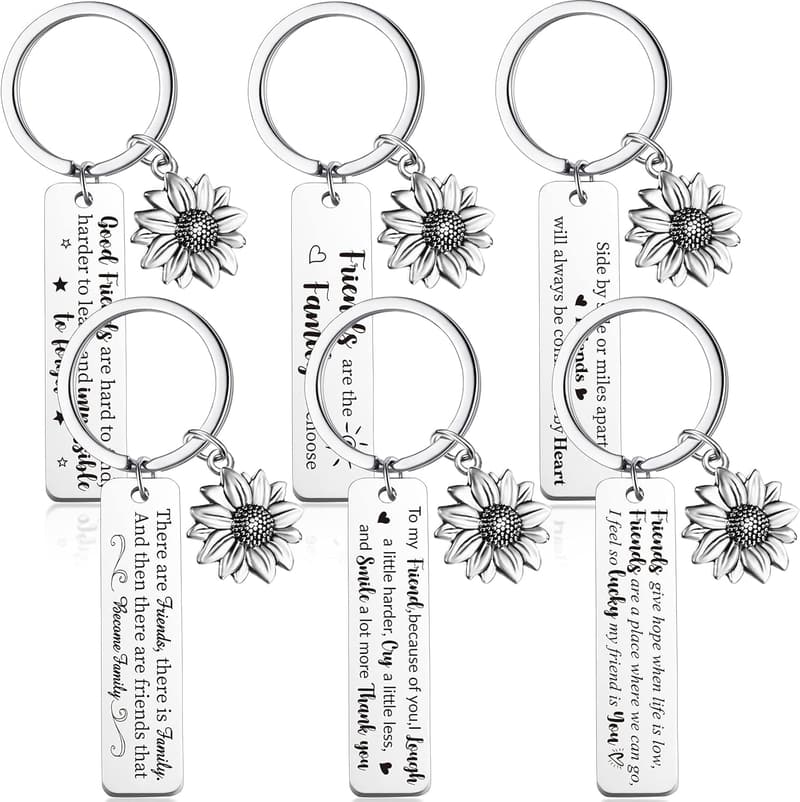 Friendship Keychains Set for Women – Sunflower Design Gift